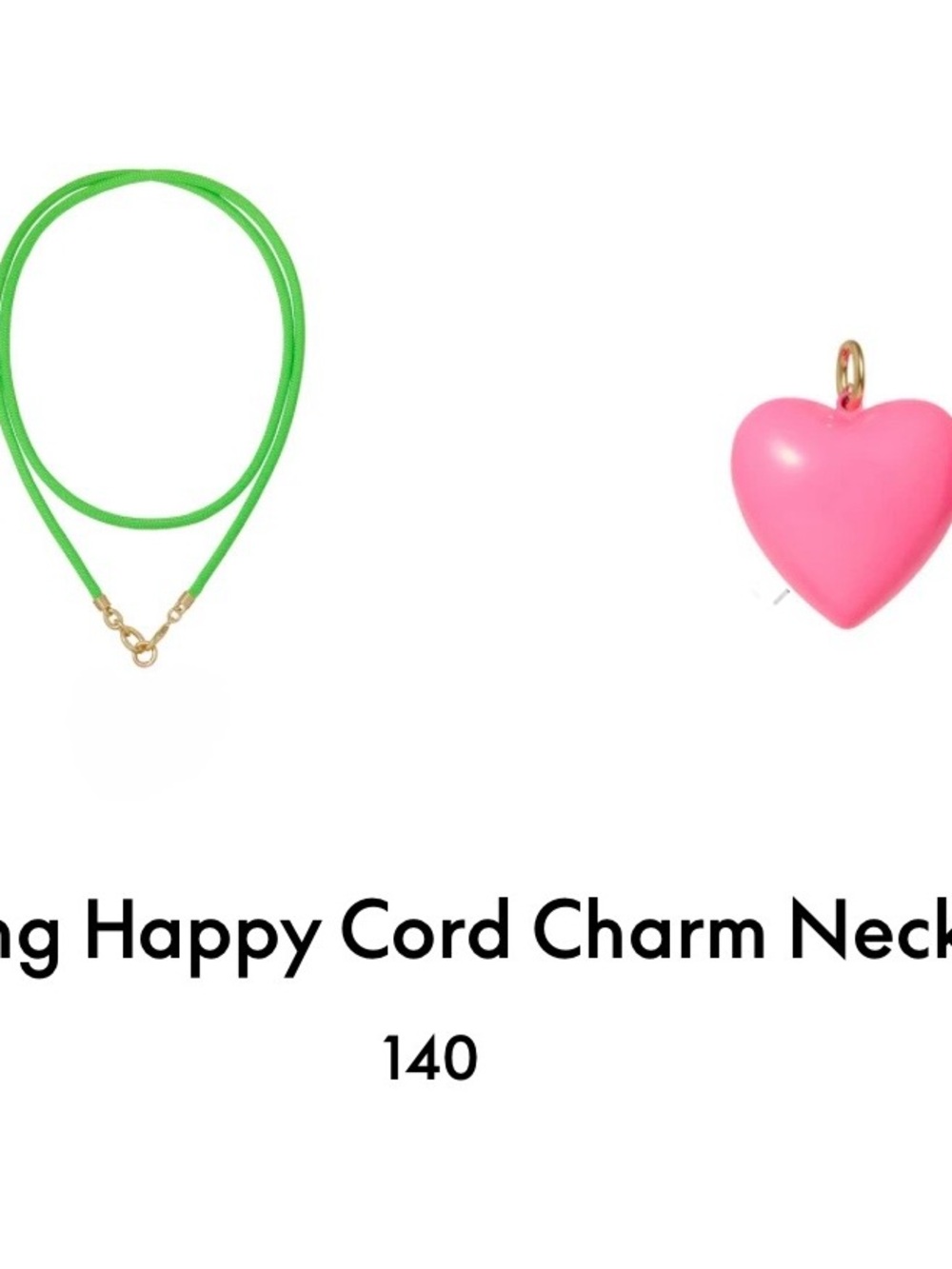 ROXANNE ASSOULIN Long Happy Cord Charm Necklace Green Apple & fuchsia Firm price